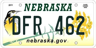 NE license plate DFR462