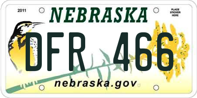 NE license plate DFR466