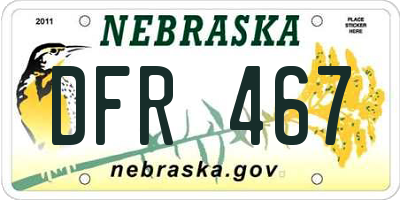 NE license plate DFR467