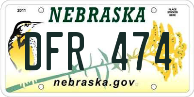 NE license plate DFR474