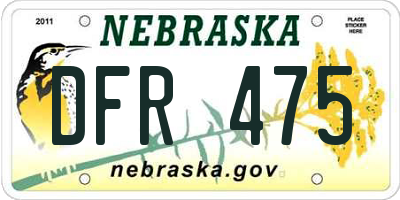 NE license plate DFR475