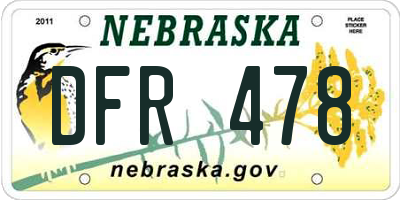 NE license plate DFR478
