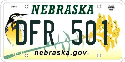 NE license plate DFR501