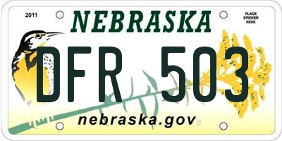 NE license plate DFR503