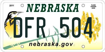 NE license plate DFR504