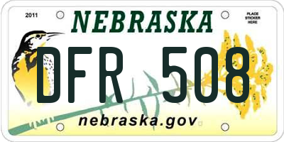 NE license plate DFR508