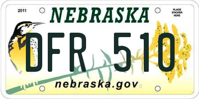 NE license plate DFR510