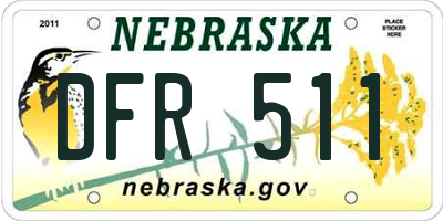 NE license plate DFR511