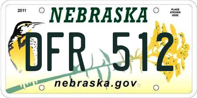 NE license plate DFR512