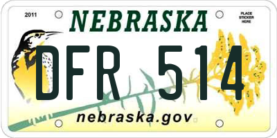 NE license plate DFR514