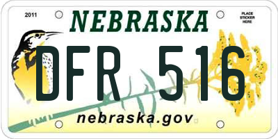 NE license plate DFR516