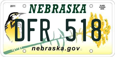 NE license plate DFR518