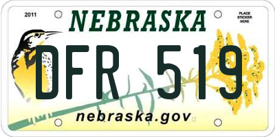 NE license plate DFR519
