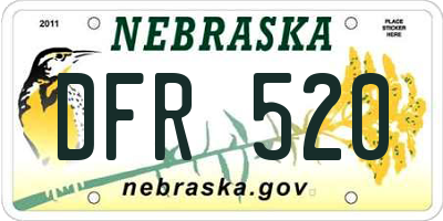 NE license plate DFR520