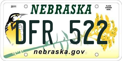 NE license plate DFR522