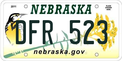 NE license plate DFR523