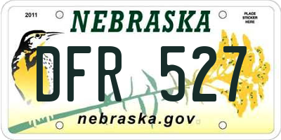 NE license plate DFR527