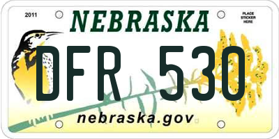 NE license plate DFR530