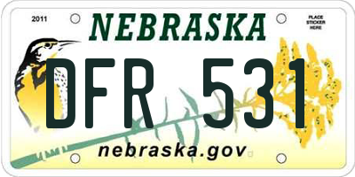 NE license plate DFR531