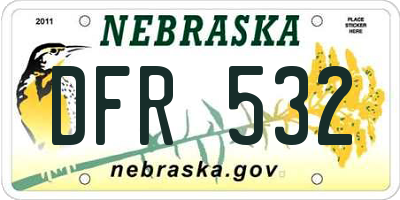 NE license plate DFR532