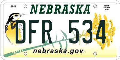 NE license plate DFR534