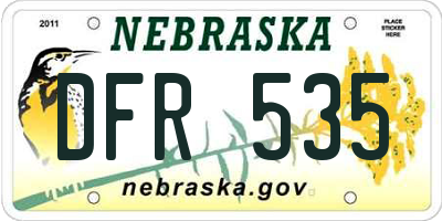 NE license plate DFR535