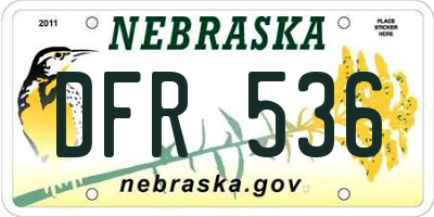 NE license plate DFR536