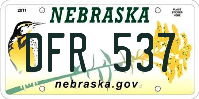 NE license plate DFR537