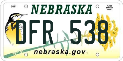 NE license plate DFR538