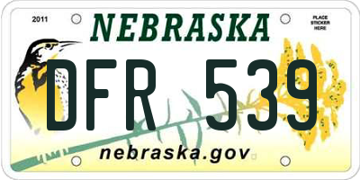 NE license plate DFR539