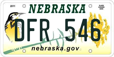 NE license plate DFR546