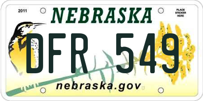 NE license plate DFR549