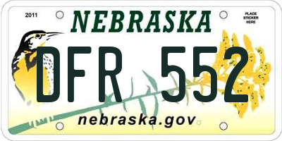 NE license plate DFR552