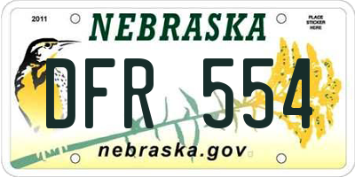 NE license plate DFR554