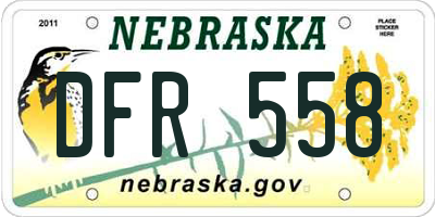 NE license plate DFR558