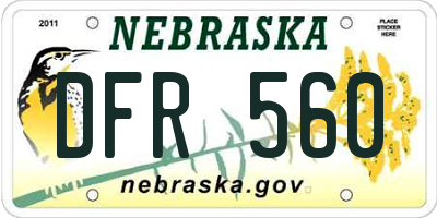 NE license plate DFR560