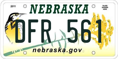 NE license plate DFR561