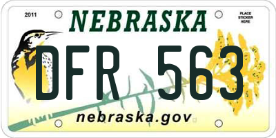 NE license plate DFR563