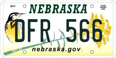 NE license plate DFR566