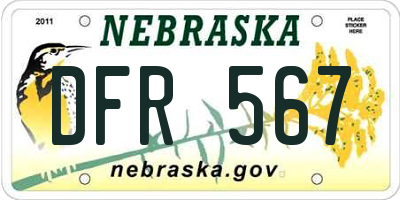 NE license plate DFR567