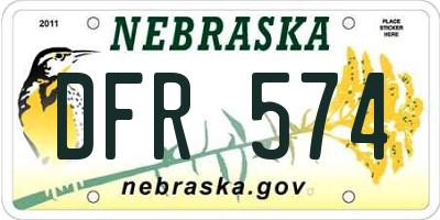 NE license plate DFR574