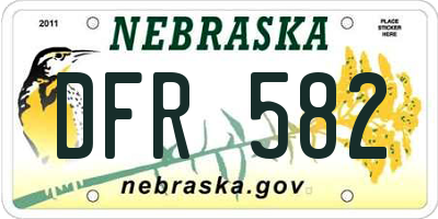 NE license plate DFR582