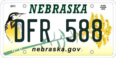 NE license plate DFR588