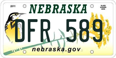 NE license plate DFR589