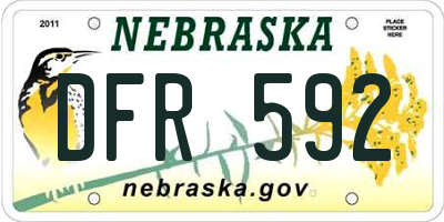 NE license plate DFR592