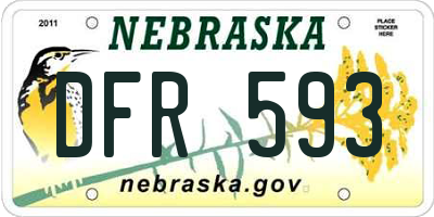 NE license plate DFR593