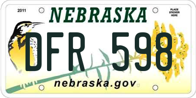 NE license plate DFR598