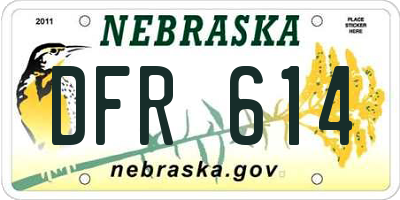 NE license plate DFR614