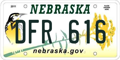 NE license plate DFR616