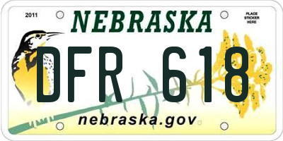NE license plate DFR618